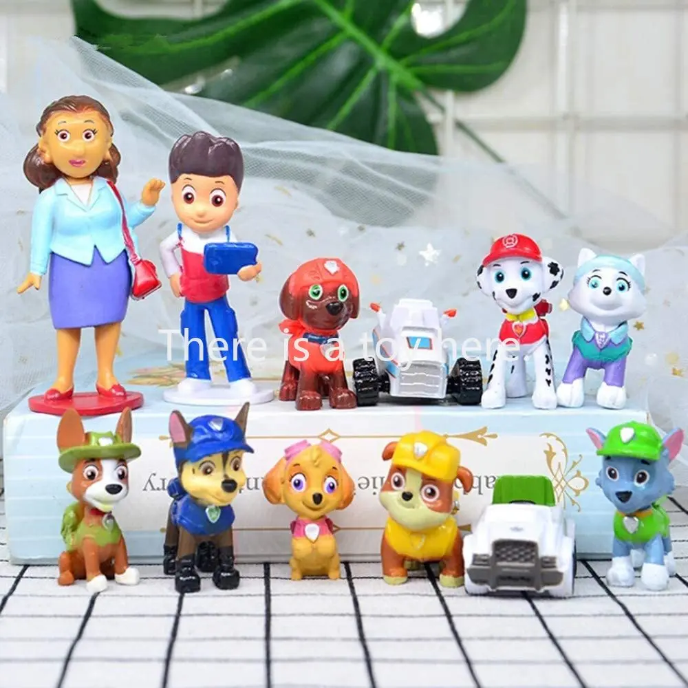 Купи 12pcs Paw Patrol Patrulla Canina Anime Action Figures Puppy Patrol Mini Dolls Patroling Canine 4-10cm Toys for Children Gift за 283 рублей в магазине AliExpress