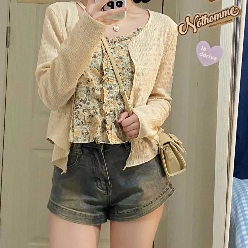 Женские джинсовые шорты в американском винтажном уличном стиле модные милые