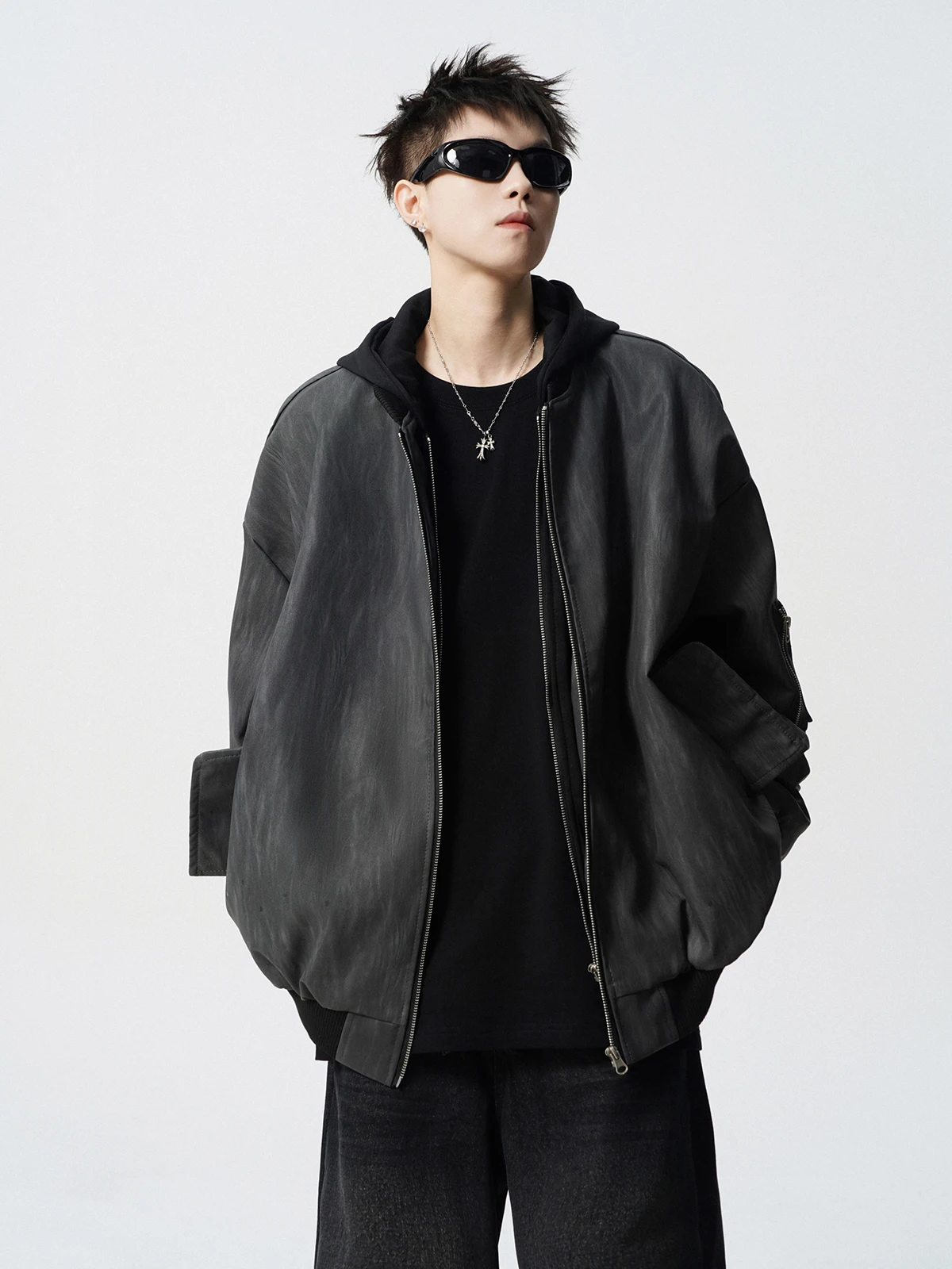 Оригинальная искусственная двухсекционная кожаная куртка на хлопковой