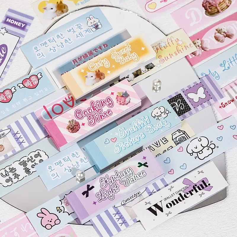 50 arkuszy Kawaii Anime Scrapbook Journal Sticker Chic Korean Lace Bow Series Stationery DIY Decor Sweet Dessert