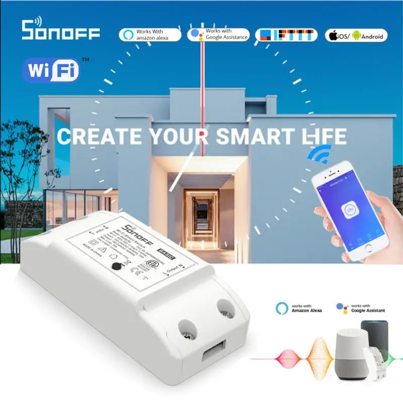 Смарт-выключатель SONOFF с поддержкой Wi-Fi и управлением через приложение