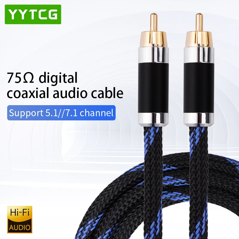 Фото Hi-End DAC 75ohm Rca-Rca мужской цифровой аудио коаксиальный кабель стерео динамик Hifi сабвуфер для AV TV Box CD DVD VCD радио №1
