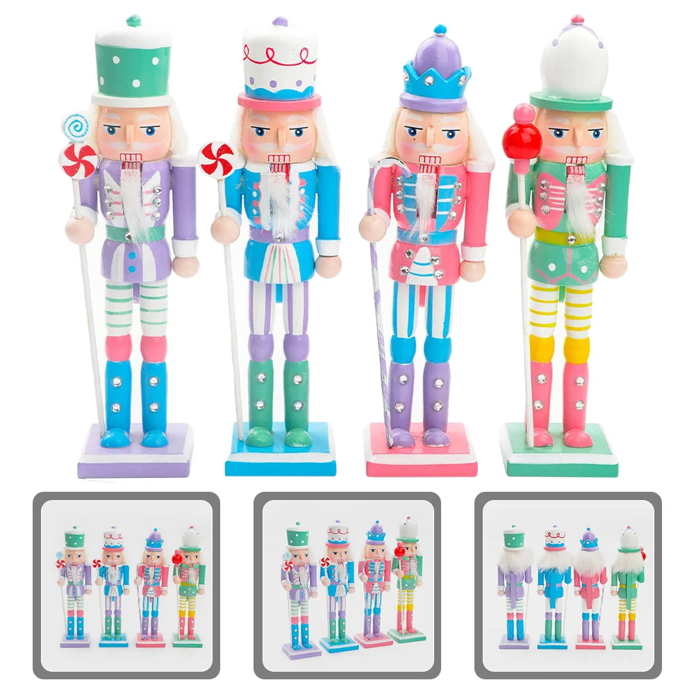 

4 Pcs Nutcracker Decorations Ornaments Walnut Soldier Christmas Xmas Scene Layout Supplies Nutcrackers