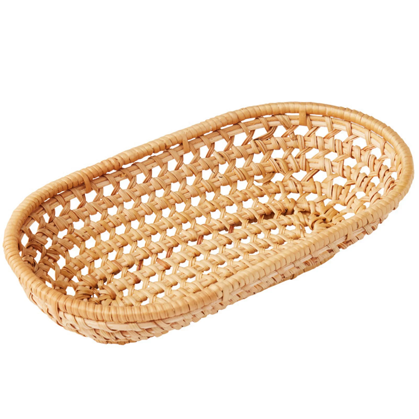 

Handwoven Serving Tray Nature Rattan Storage Baskets Oval Woven Fruit Baskets Rattan Tray For Storage Home Kitchen Restaurant