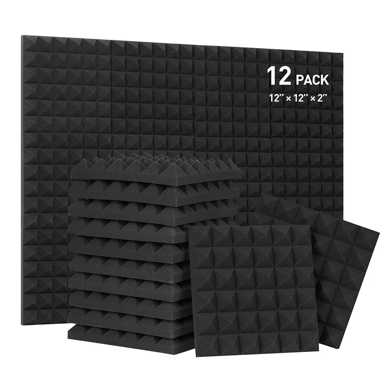 12pcs 30x30x5cm Pyramid Acoustic Foam Panels Sound Proof Absorption Insulation Treatment Soundproofing Sponge Pad Wall Panels