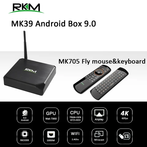 ТВ-приставка RKM MK39 на Android, Rockchip RK3399, 4 + 32 ГБ, USB 3,0, Type-c