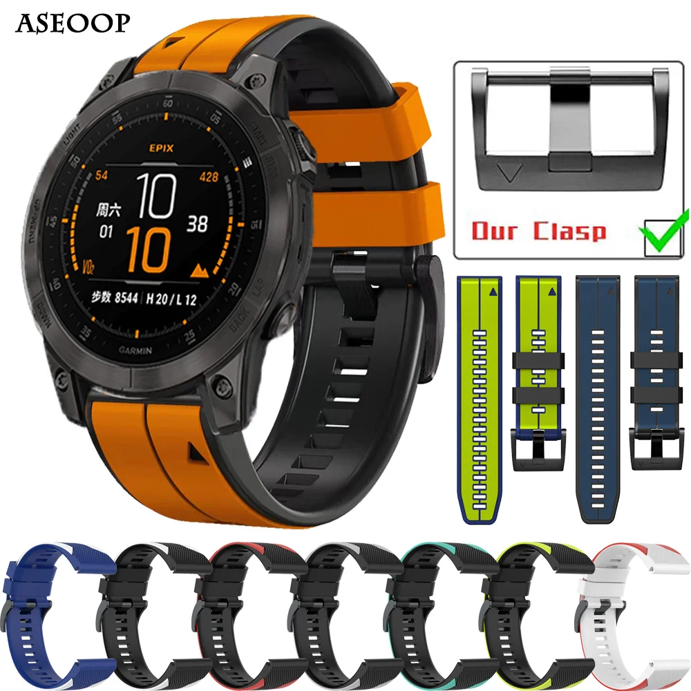 

Ремешок для смарт-часов Garmin 22 26 мм Fenix 7 7X 6X 6 Pro 5 5X Plus 3 3HR 945 Epix, силиконовый ремешок, быстросъемный браслет для наручных часов