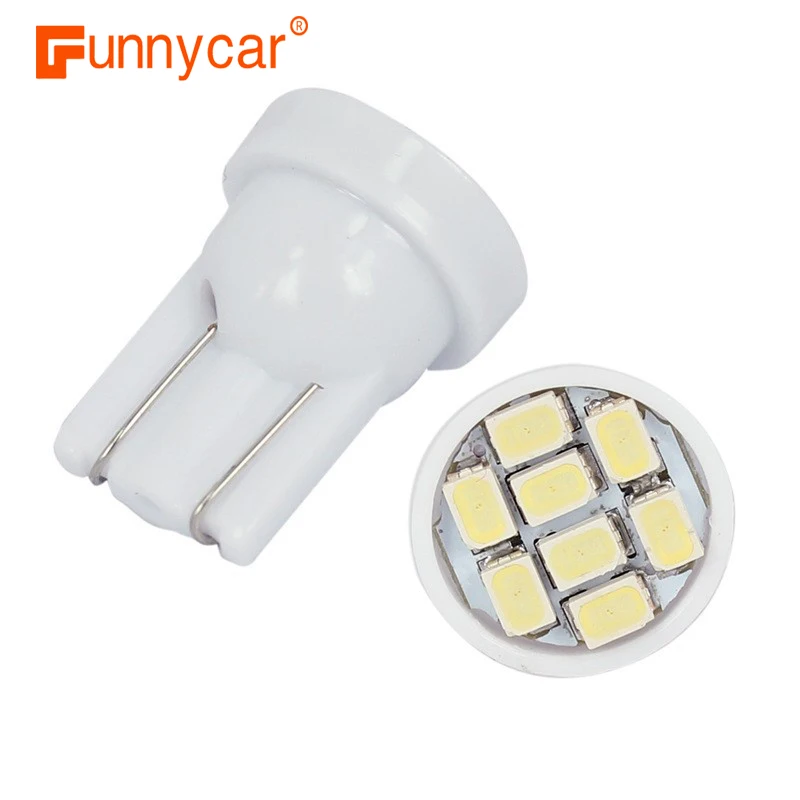 

10pcs/lot Truck LED 12V T10 194 168 1206 8 SMD 8 LED Auto light Bulbs super white Instrument Light Indicator Lamps Wedge DC24V