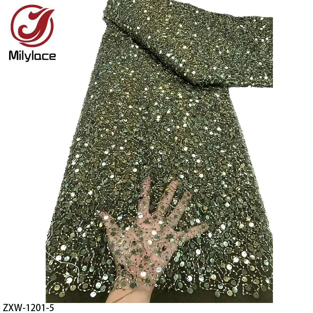 Африканские блестки сетчатая кружевная ткань 2024 французское бисерное тюль для