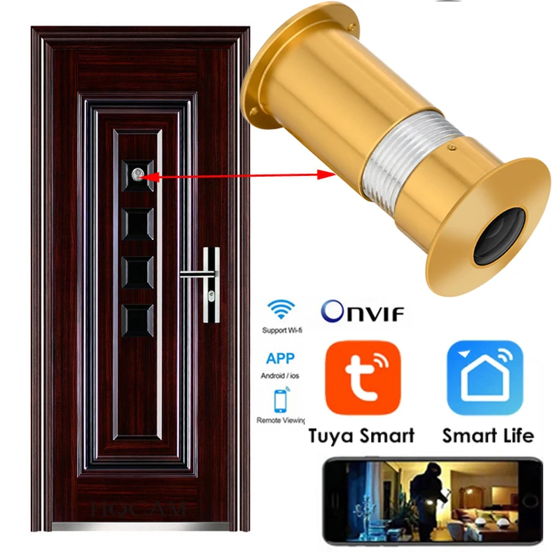 Tuya Door Eye Hole Security 1080p Infrared IR Night Peephole Mini Eye Door Wifi Two-way Voice Intercom P2p Camera