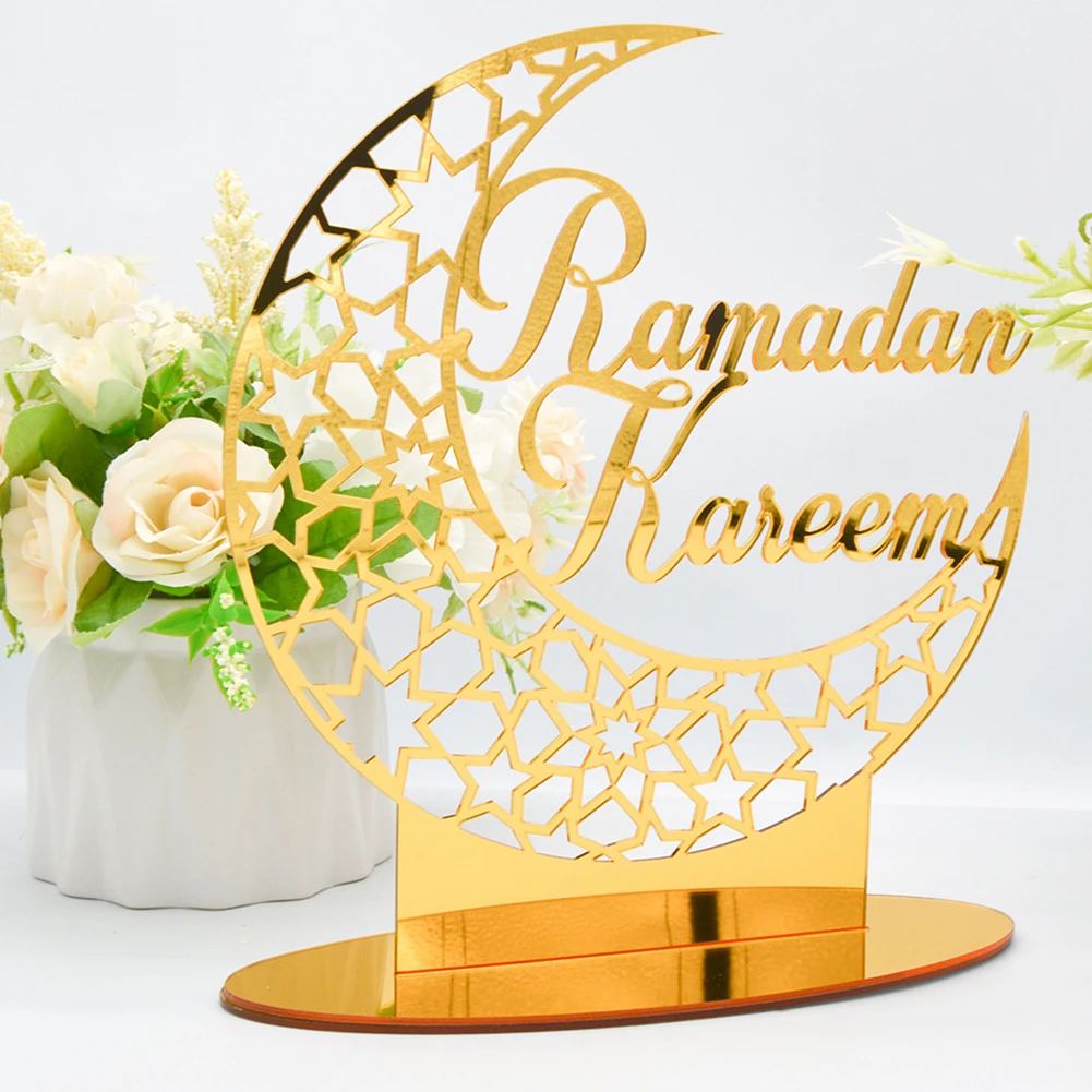 

EID Mubarak Acrylic Ornament Ramadan Decoration For Home Islamic Muslim Party Gifts Ramadan Kareem Moon Decor