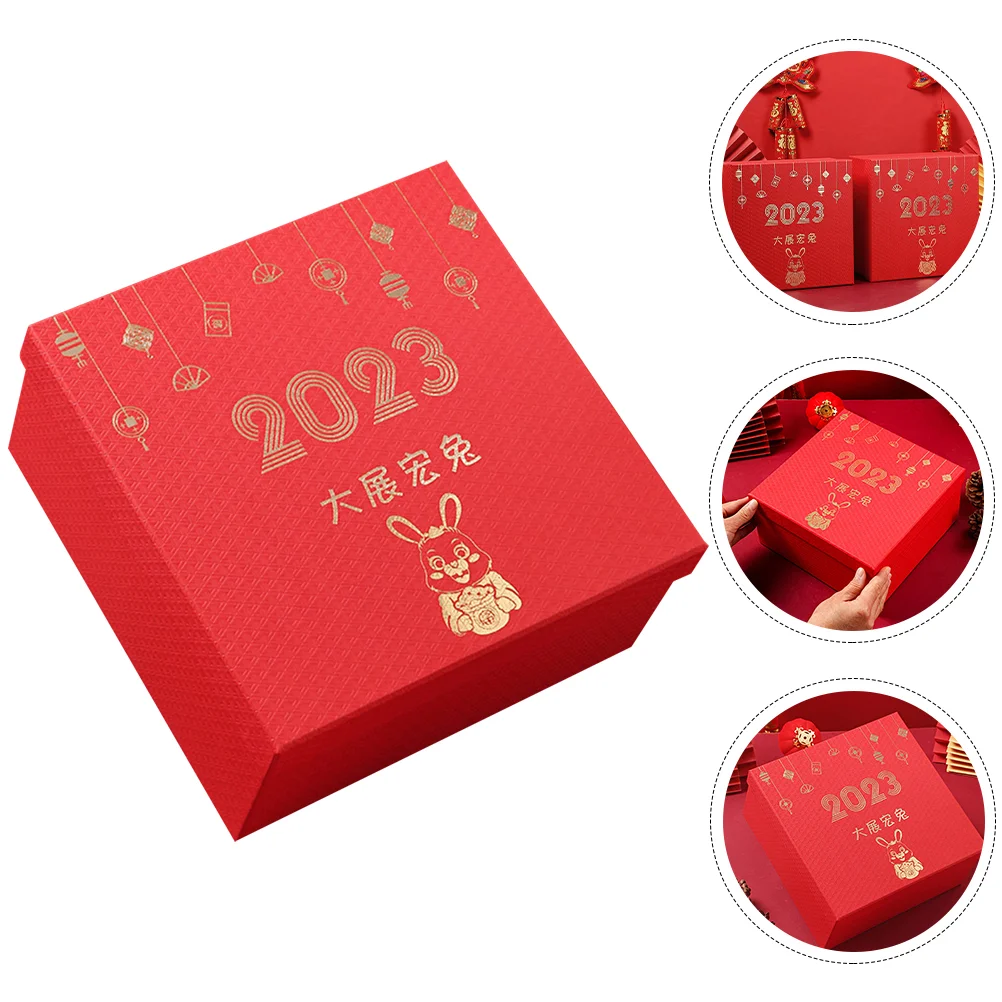 

Box Gift New Year Boxes Red Chinese Party Favor Candy Treat Lunar Present Rabbit Chocolate Years Case Eve Paper Goodie Storage