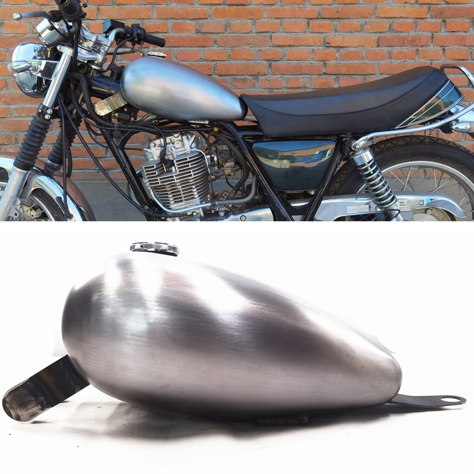 

8L Motorcycle Petrol Gas Fuel Tank W/ Oil Cap For Yamaha SR400 SR500 Silver