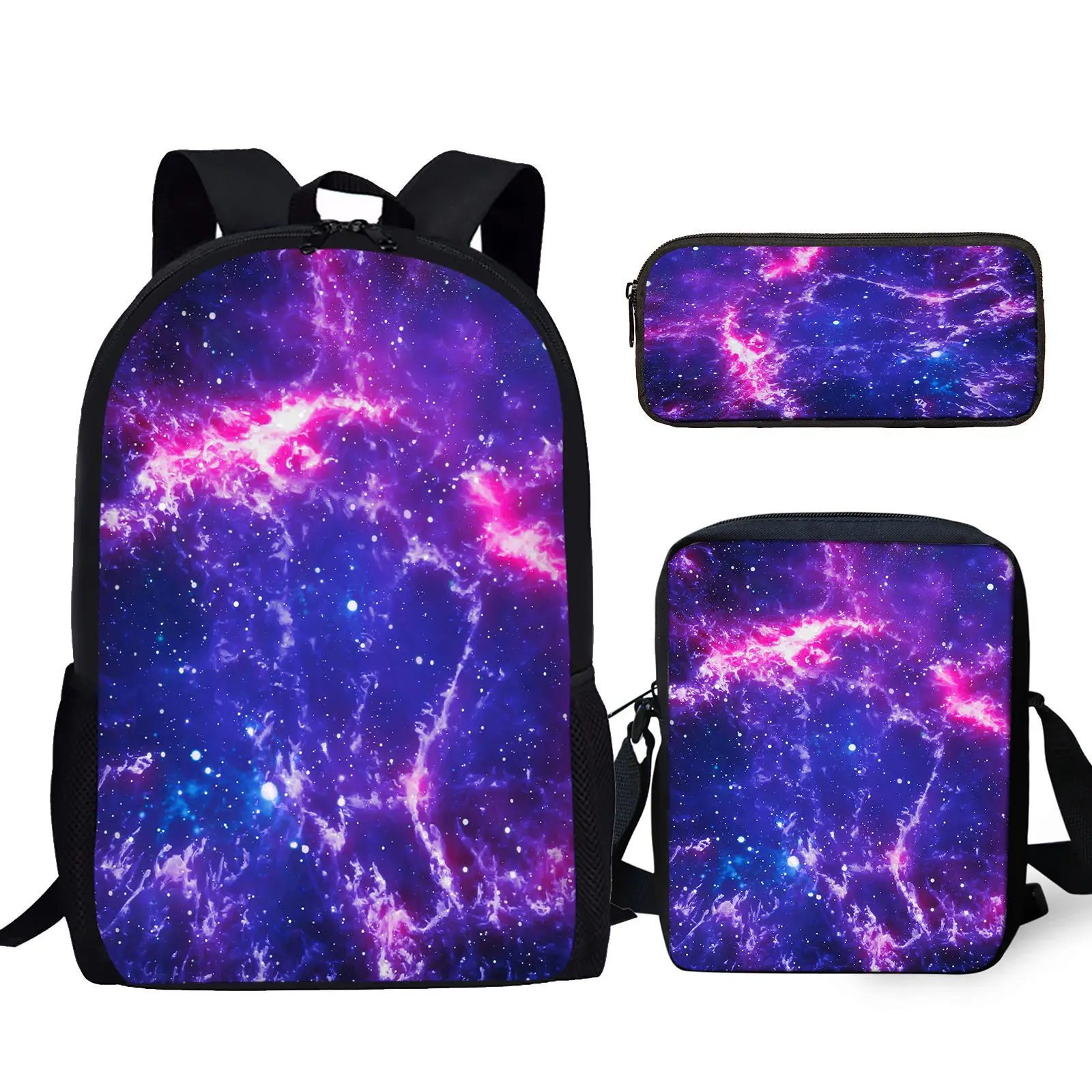 

YIKELUO Purple Star/Galaxy Design Durable Brand Backpack Casual Fashion Zipper Messenger Bag Travel Knapsack Student Pencil Case