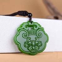 natural green hand carved brave jade pendant fashion boutique mens and womens beast necklace accessories gift