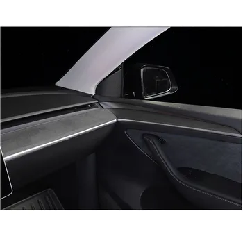 Dashboard Wood Trim Cover 2-Seg ABS Decor Panel & Door Wood Patch Trims Wrap Sticker For Tesla Model 3/Y-Gray China Alcantara