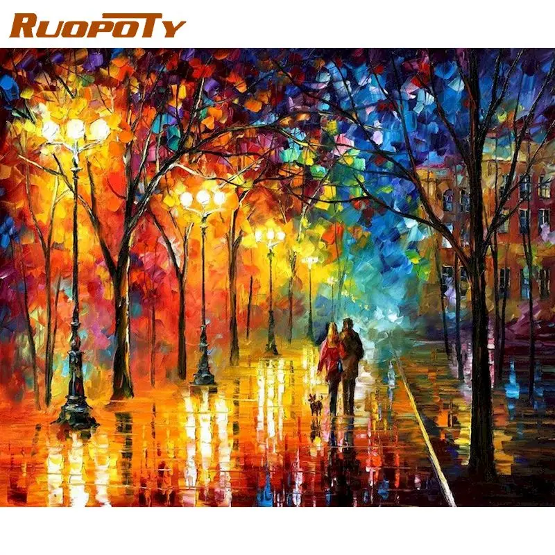 

RUOPOTY Framed Diy Painting By Numbers Couple Figures Handpaint By Numbers for Home Decor 40*50cm For Unique Wall Decor Gift