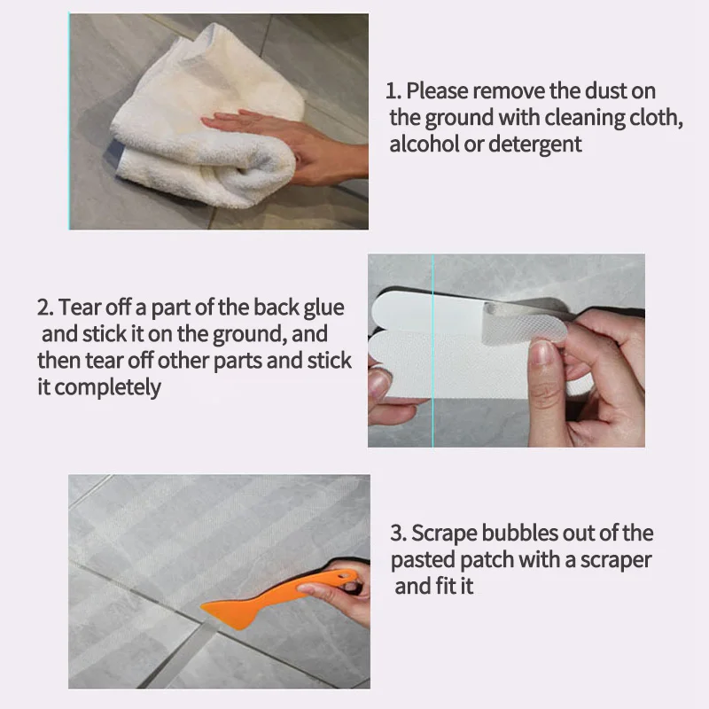 12 шт. Нескользящие прозрачные наклейки для душа и ванны со скребком защитные