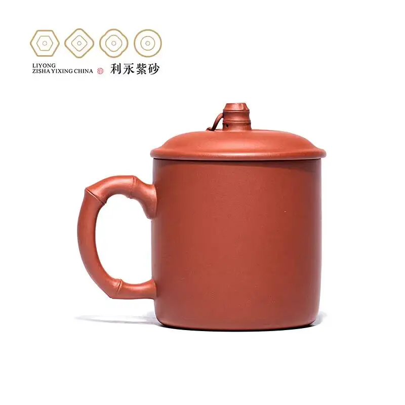 Фото Чашка из фиолетовой глины Liyong Yixing Centennial, полностью ручной работы, практичная для личного использования, большая вместимость, с крышкой, бамбук. №2