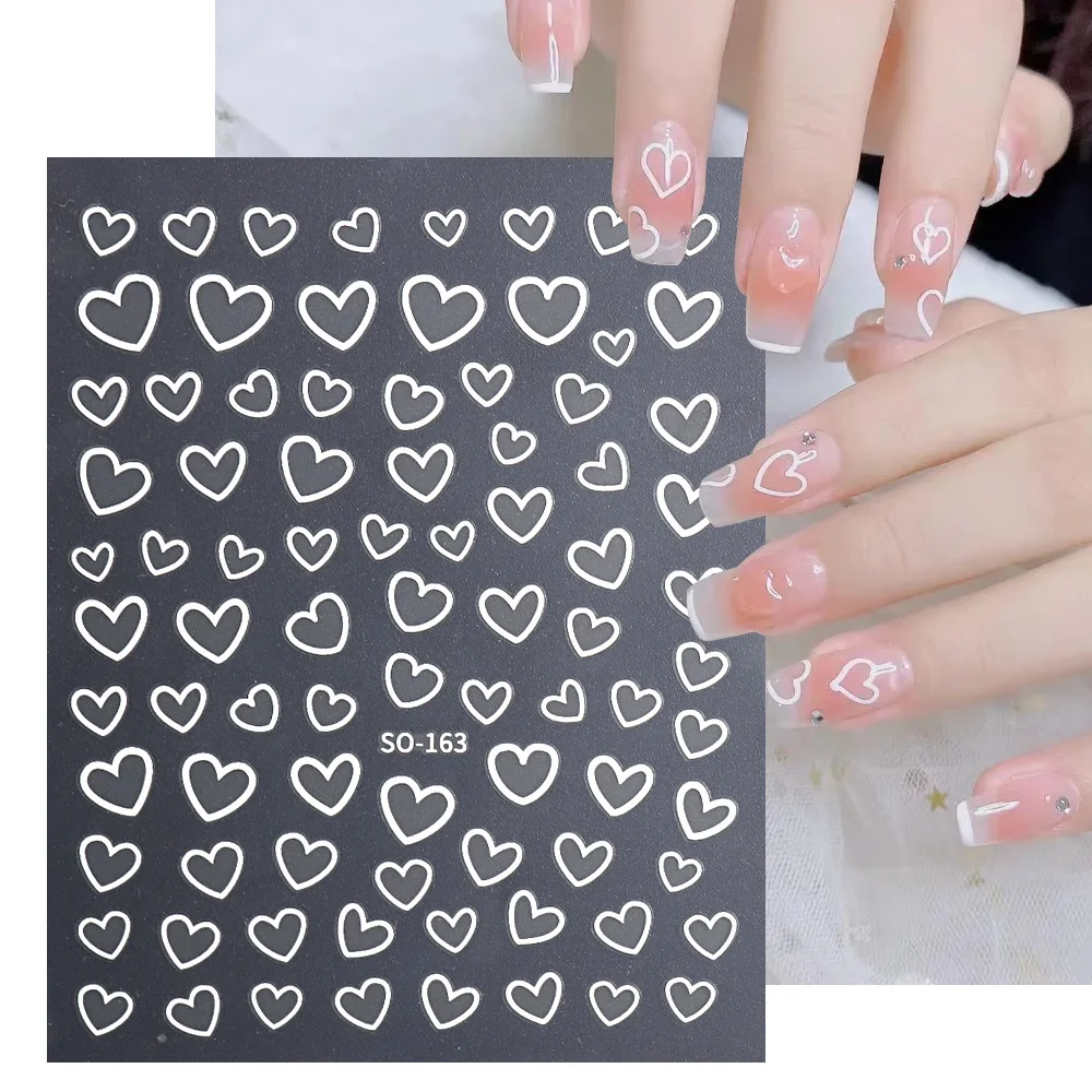 

1Pcs Love Heart Designs Nail Sticker High Quality French Simplicity White Gold Self-adhesive Transfer Sliders Nail Decoration