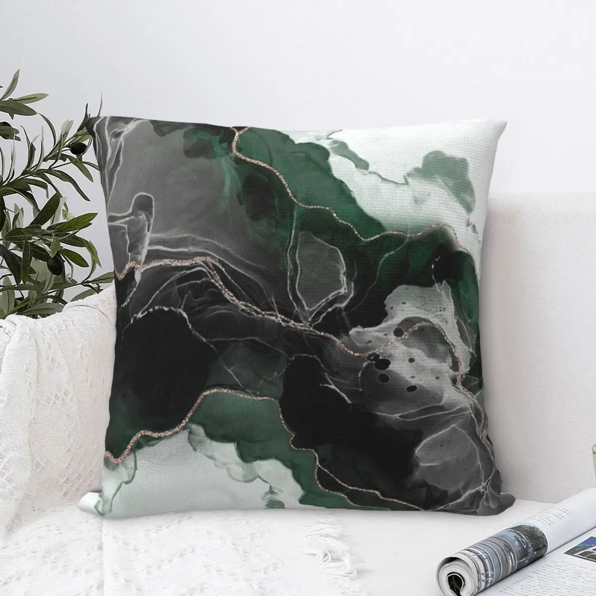 Изумрудная зеленая и розовая Золотая искусственная Подушка Чехол Kawaii Большой