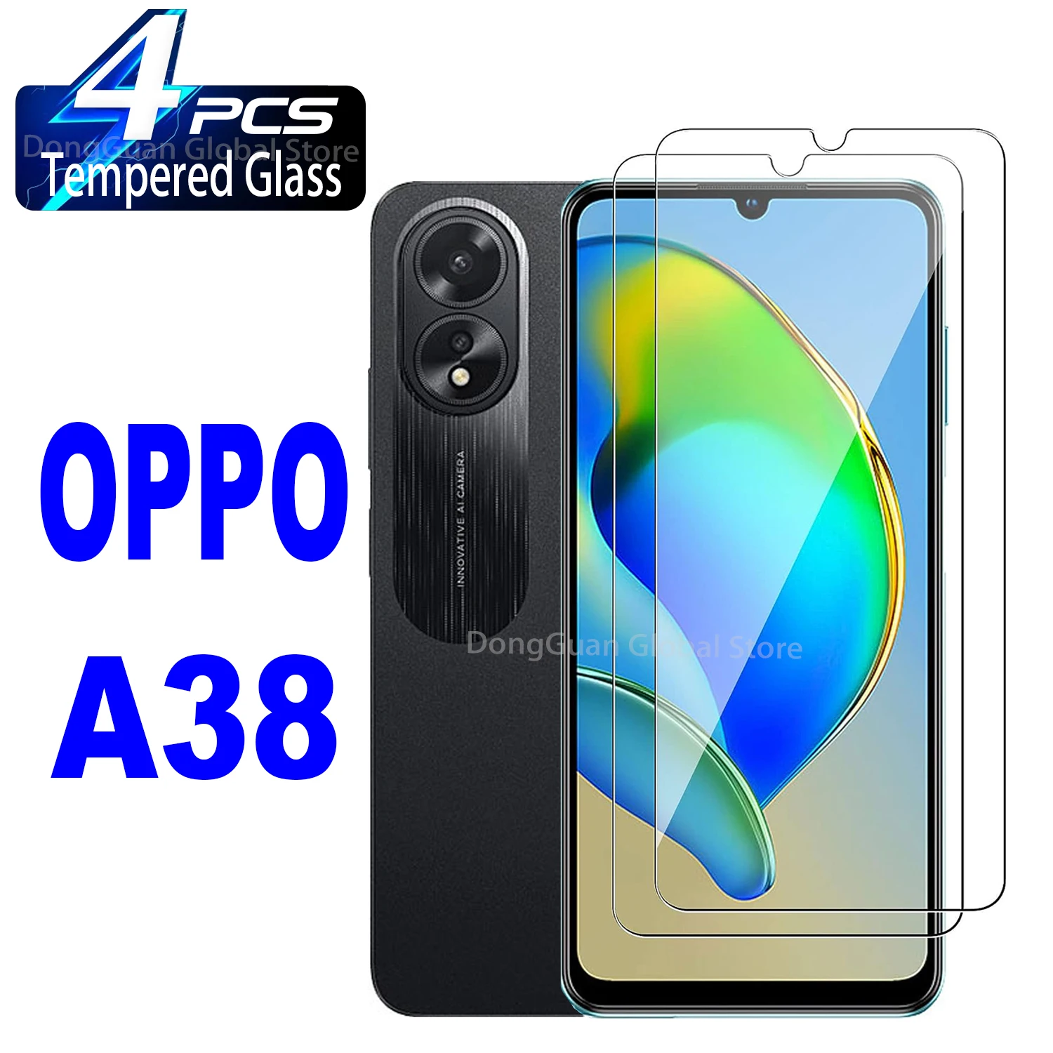 

2/4Pcs Tempered Glass For Oppo A38 Screen Protector Glass Film