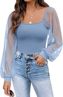 female tops solid t shirts summer v neck long lantern sleeve blouse casual women loose elegant shirts lace patchwork plus size