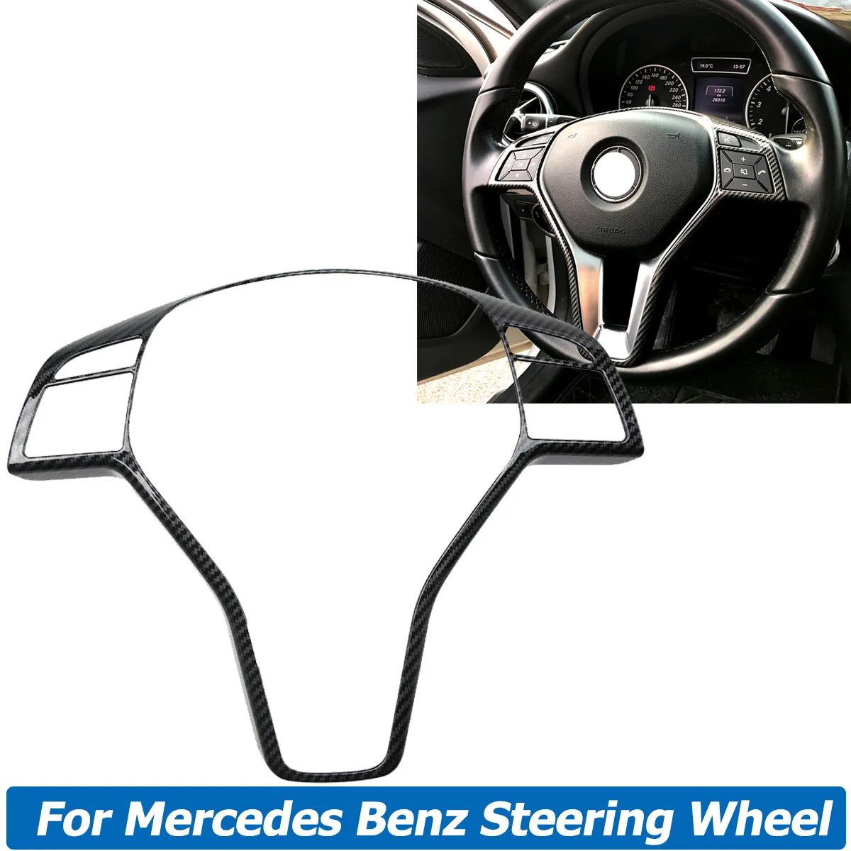

W176 Steering Wheel Frame Trim Cover Sticker For Mercedes Benz A B C E CLA CLS GLA GLK Class W246 W204 W207 W218 Car Accessories
