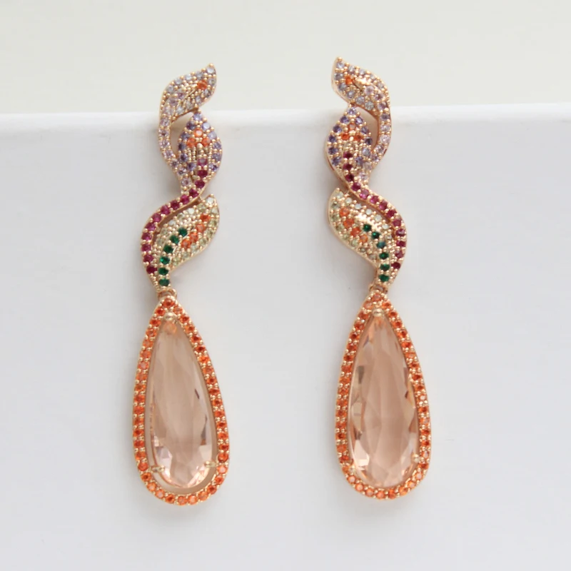 

Luxury Earrings for Women 2022 Trendy Zircon Long Dangle Earrings for Women Wedding Party Jewelry Gift Wife Female Accessories