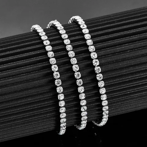Naszyjnik tenisowy z cyrkonu lodowany łańcuch bling 2 mm/3 mm seksowna stal nierdzewna dla kobiet akcesoria biżuterii