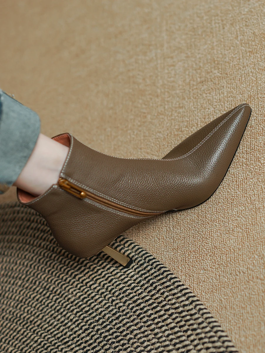 Женские ботильоны из натуральной кожи новые весенне-осенние модные ботинки с