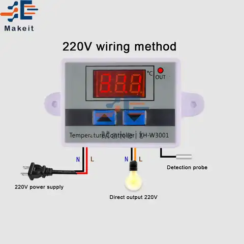 Настенный контроллер температуры охладителя воды W3002, 12 В/24 В/110 В, 220 В