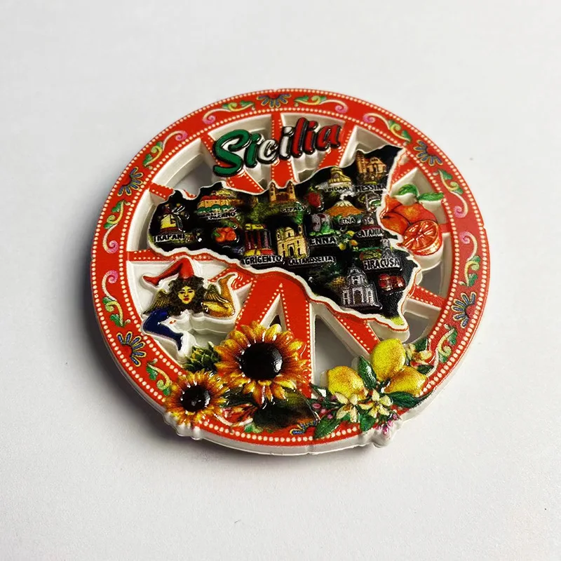 Карта дисков Сицилия 3D стерео наклейка на холодильник сувениры для путешествий
