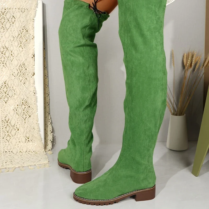 2024. Зимние женские сапоги выше колена. Женские эластичные сапоги.