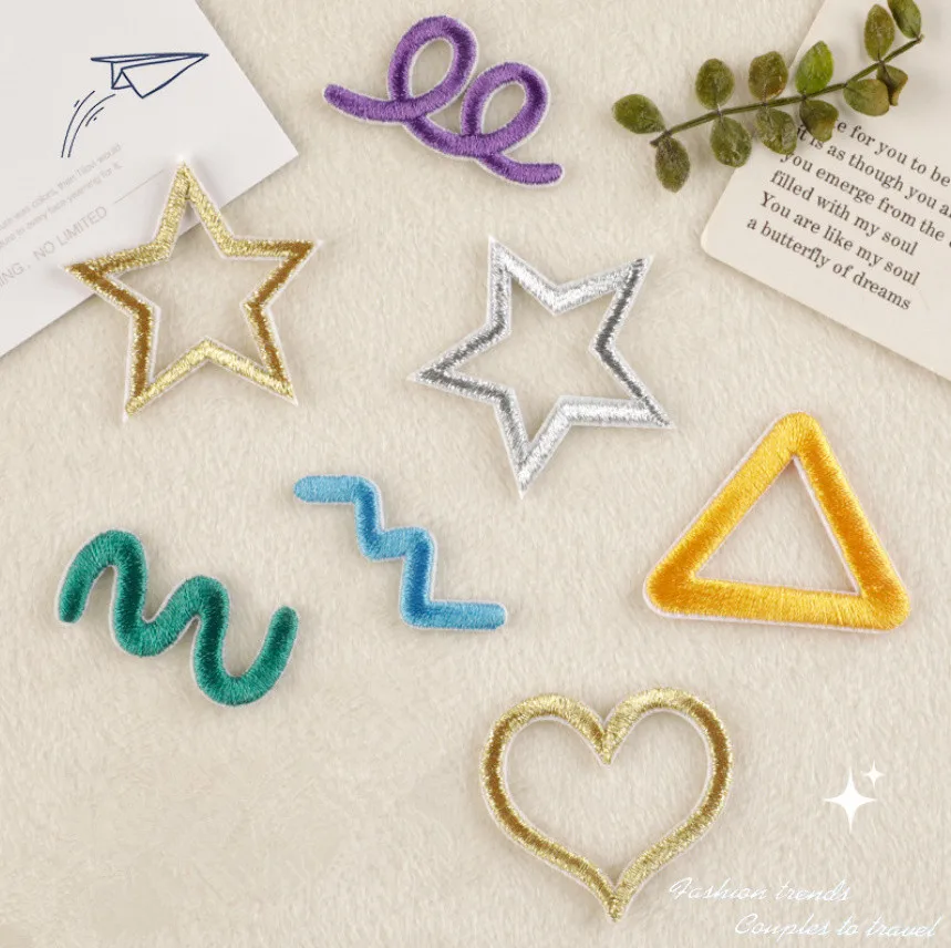 10 шт. золотая звезда сердце железо пришивные вышитые нашивки одежда шляпа сумка