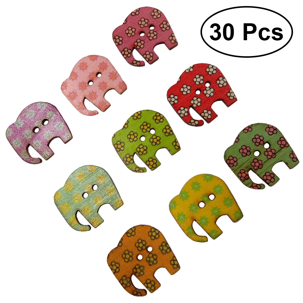 

50pcs 25MM Seven Petals Elephant Pattern Small Fresh Cartoon Buttons for Clothes Scrapbook Crafts