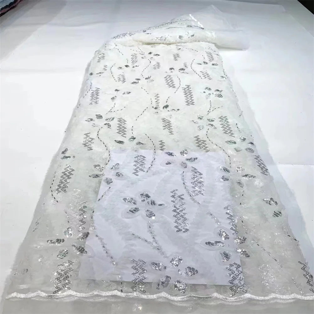 

Африканская кружевная ткань высокого качества платья для женщин 2023 блестящие бусины нигерийский французский Тюль кружевная ткань для свадебной вечеринки ST2500