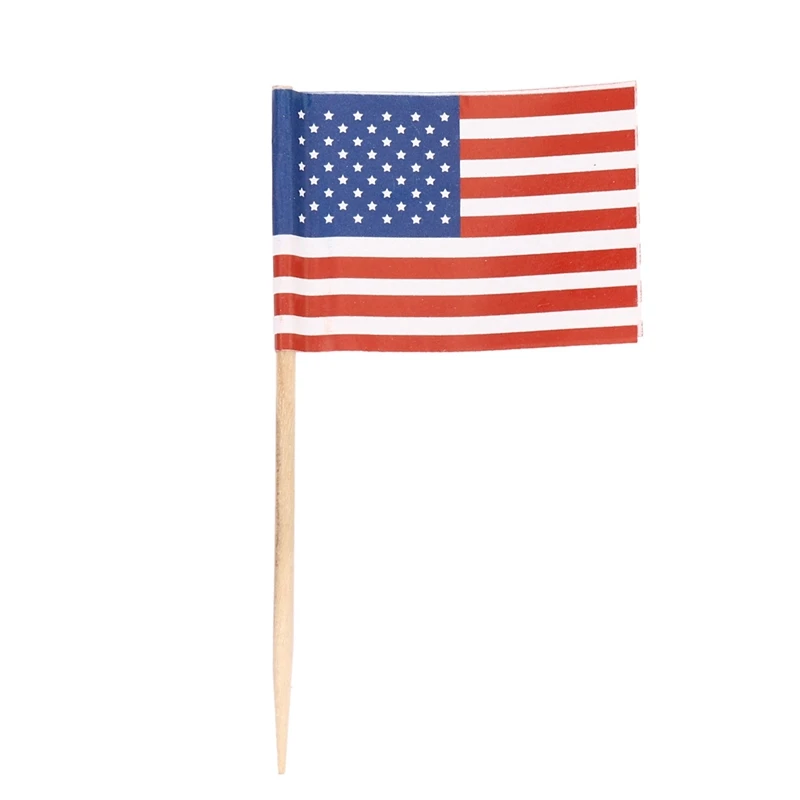 

2000 американский флаг, зубочистки, украшение для кексов, мини-медиаторы для еды