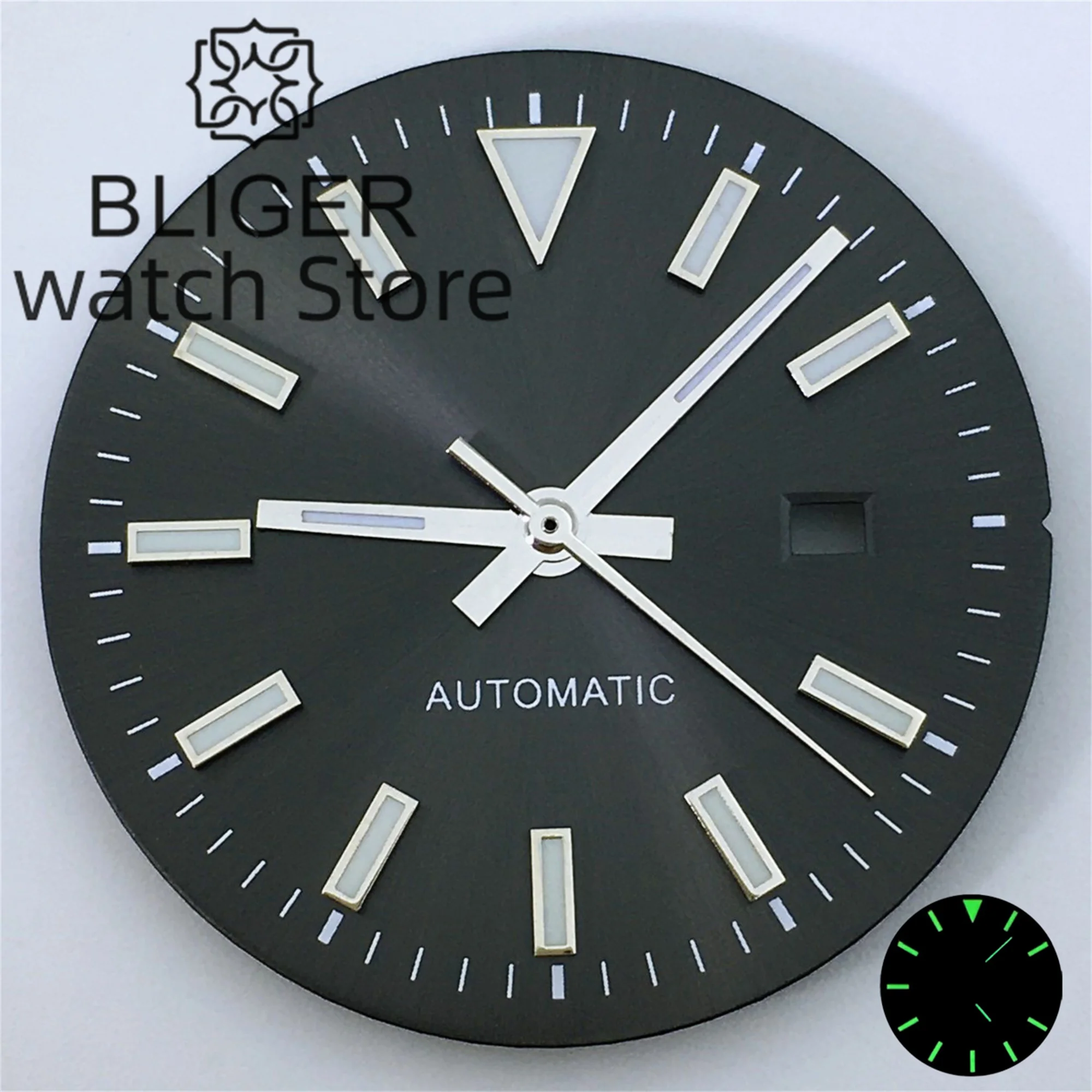 Циферблат для часов BLIGER NH05 24 5 мм с стрелками черный зеленый белый розовый золотой