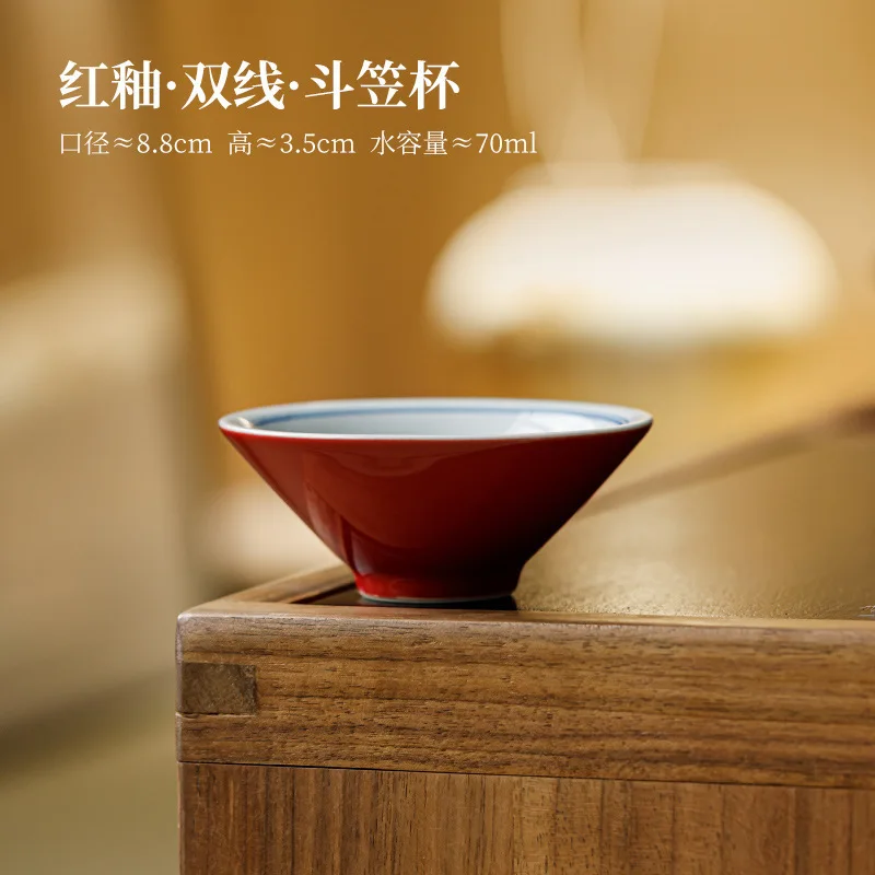 

Двойные керамические чашки Jianzhan Master, красные, ручной работы