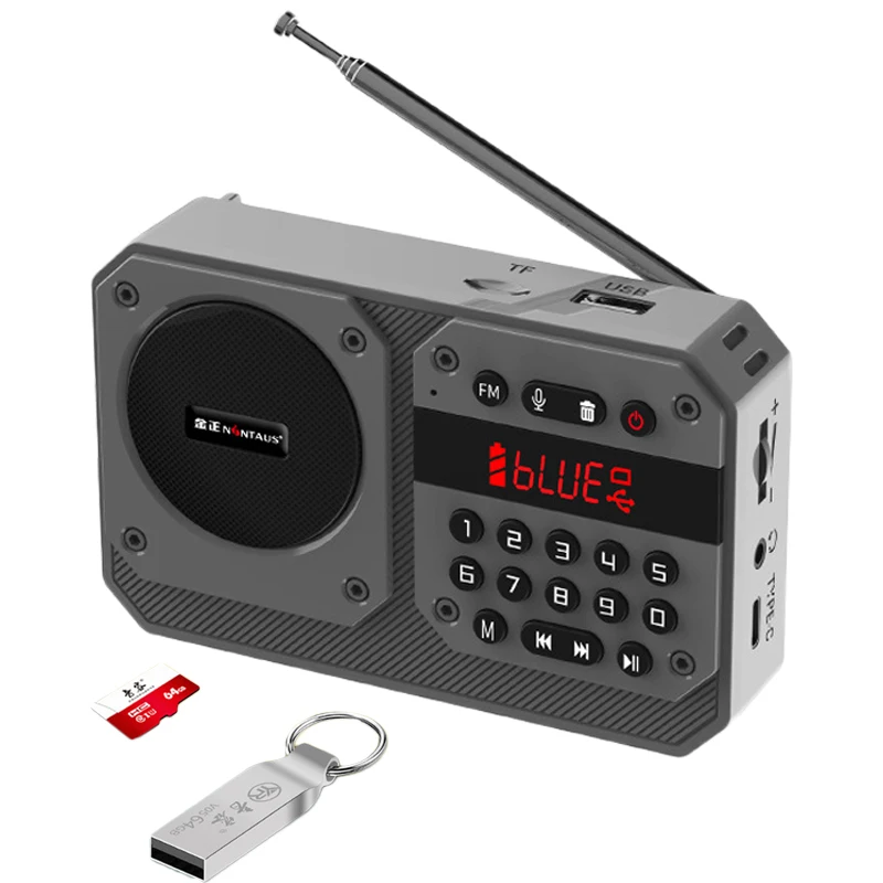 Фото Mini Portable FM Radio High Sensitivity Radios Receiver Wireless Hifi  Bluetooth Speaker with Mic Support Recording TF USB Play №1