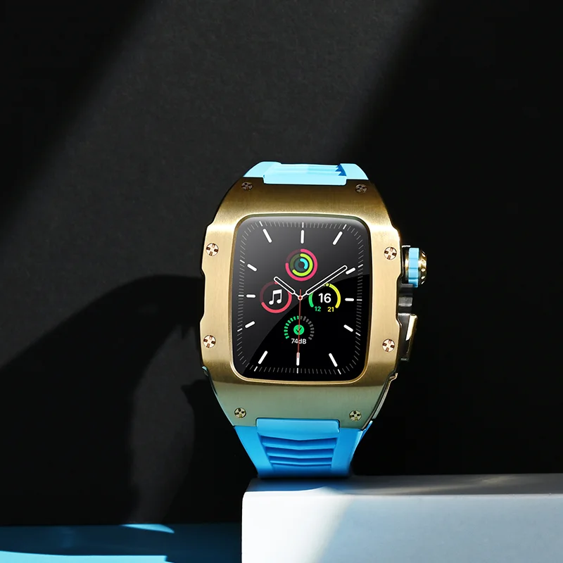 Luxury Carbon Fiber Case for Apple Watch 8 7 45mm Modification Kit for Iwatch Series 44MM 7 6 5 4 SE Stainless Steel Accessories