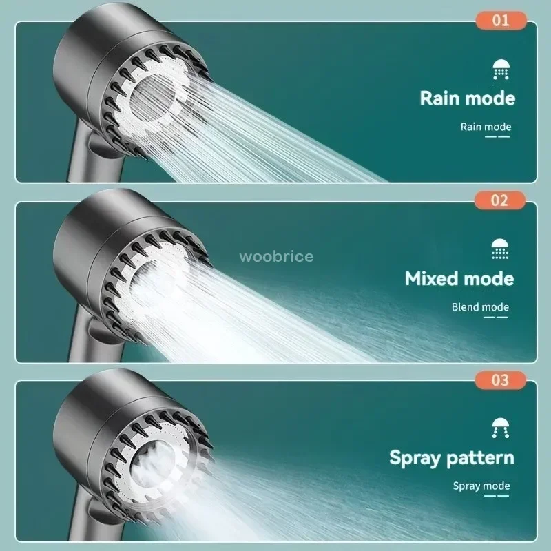 4 Modes Shower Head High Pressure Replete for One-Key Stop Water Massage Set with Filter Bathroom