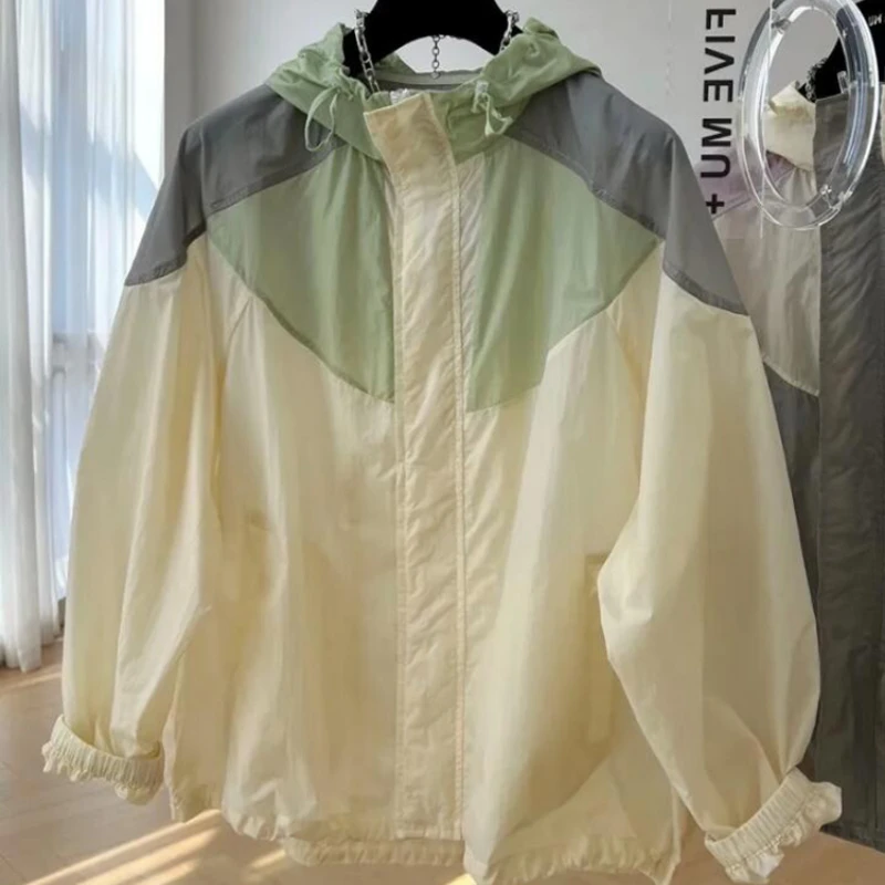 

Summer Hooded Windbreaker Jacket Women Coats Long Sleeve Basic Jackets Bomber Thin Women's Work Wear Jacket Female Outwear