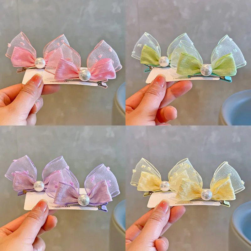 

2PCS Small Fresh Seersucker Stereoscopic Bow Cute Hairpins Children Headwear Girls Clips Barrettes Hairgrips Hair Accessories