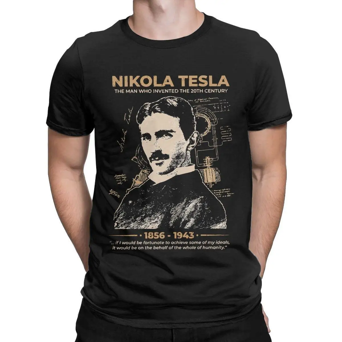Nikola Tesla Science Engineer T Shirts Men Cotton Fun T-Shirts O Neck Physicist Tee Shirt Short Sleeve Clothing Plus Size