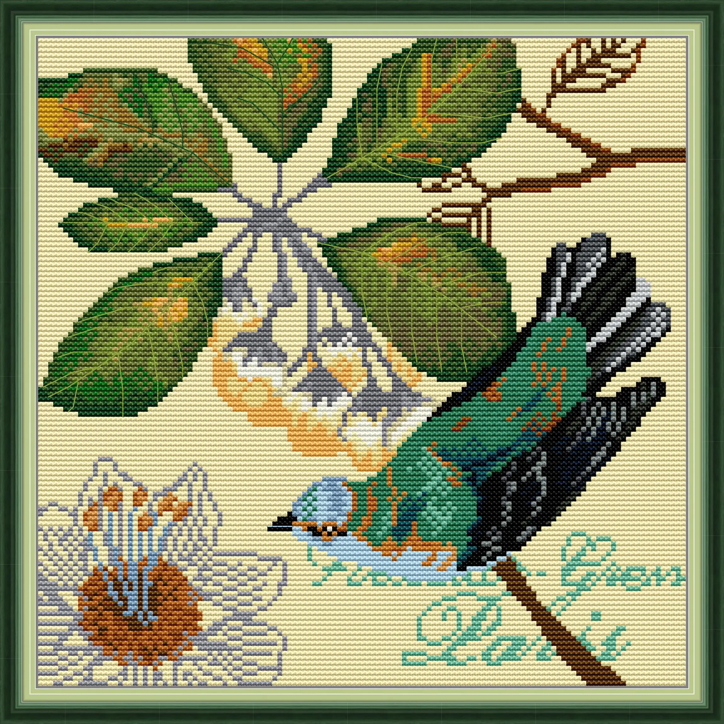 

Набор для вышивки крестиком Joy Sunday с предварительной печатью, «сделай сам», легкий узор, Aida 14/11CT, Набор для вышивки штампованной тканью-птицы и цветы
