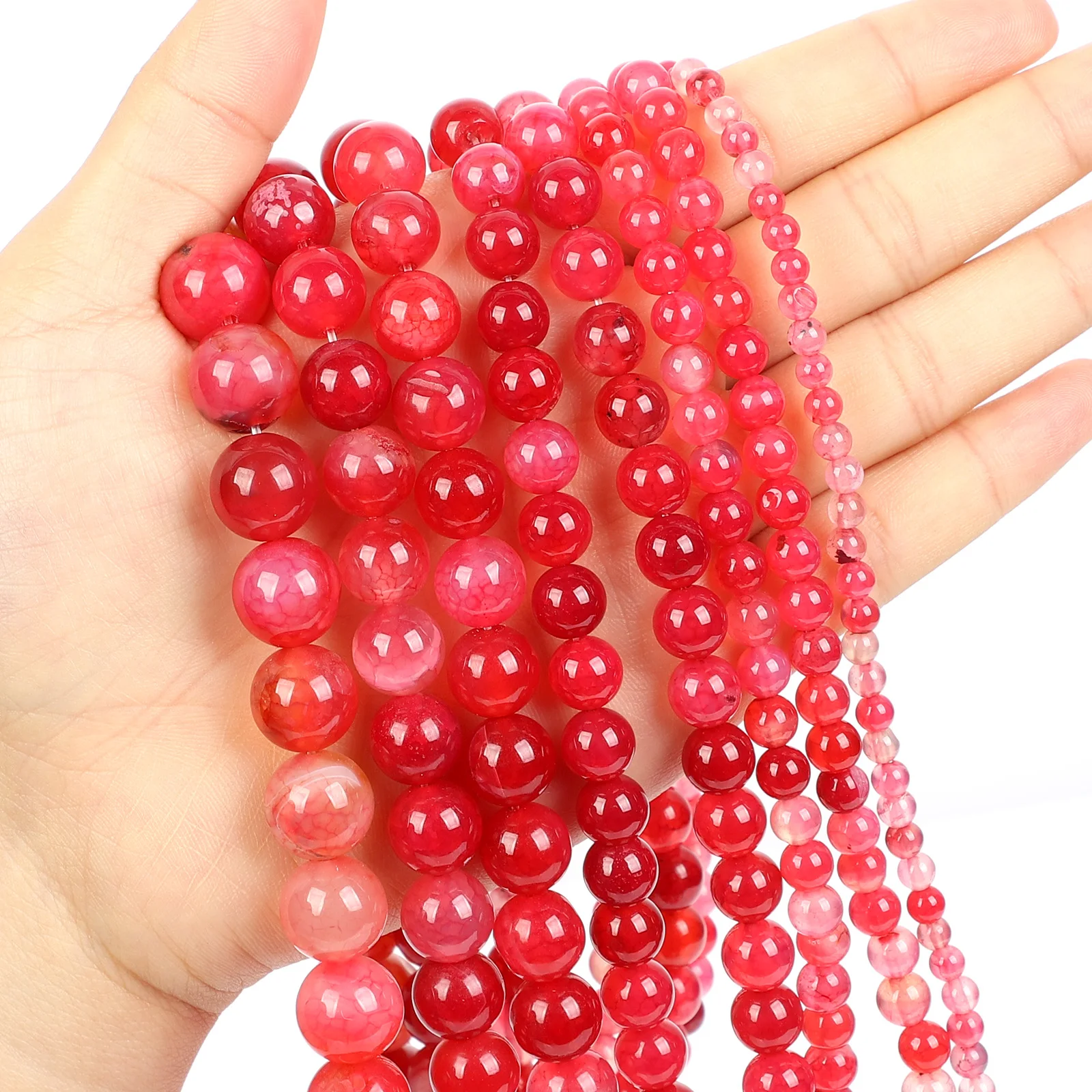 

Natural Stone Beads Rose Red Burst Flower Agate Loose Spacer Bead For Jewelry Making DIY Bracelet Necklace Accessories 4-12MM