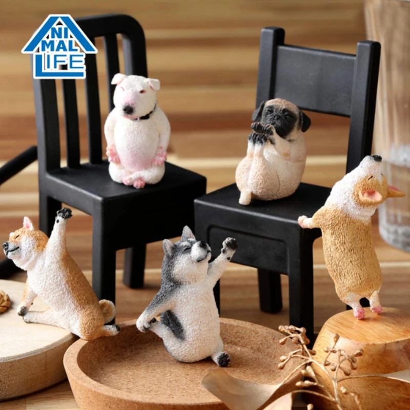 Gashapon Capsule Toy ANIMAL LIFE Yoga Puppy Husky Shiba Inu Pug Bull Terrier Table Ornaments Model Toy Kids Gifts