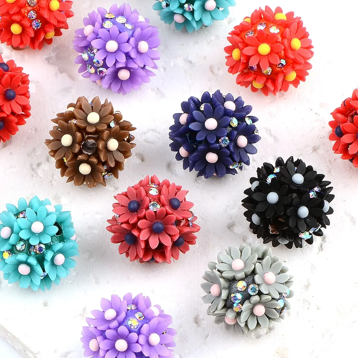 6 шт. 2 см разные цвета круглые акриловые бусины темная серия цветы шарик сделай